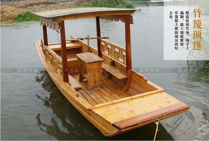 廠家熱賣高低篷船景區(qū)手劃船電動(dòng)觀光游船烏篷船單蓬船仿古木船