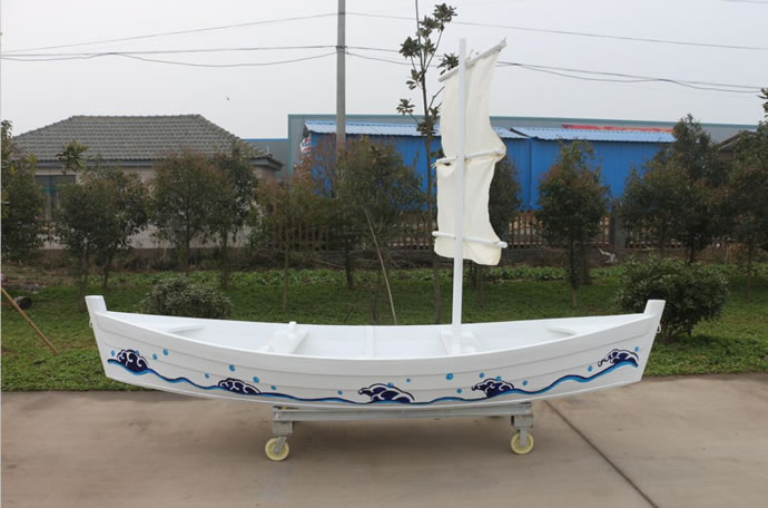 白色彩繪兩頭尖 裝飾船 木船